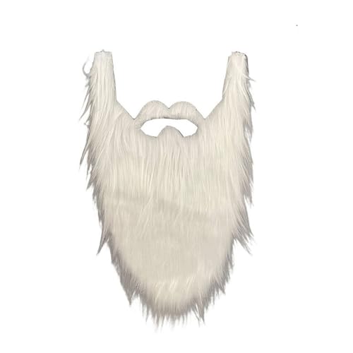 HKYFNNBW - Barba falsa realista de Papá Noel, bigote, disfraz de Navidad, accesorios de Halloween, accesorios de cosplay para fiestas (blanco, 40 cm)