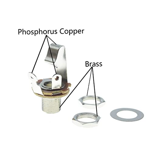 Kaish Chrome Brass American Thread Electric Guitar Jackplate Electrosocket Jack Plate With Brass Output Mono Jack And Screws For Fd American/Mim Style Tele/Telecaster #TOP1