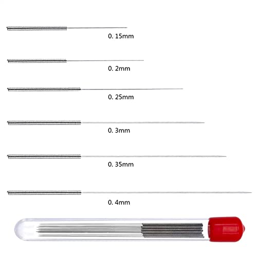 Onyehn 60pcs 6 Sizes 3D Printer Nozzle Cleaning Kit(0.15mm 0.2mm 0.25mm 0.3mm 0.35mm 0.4mm Stainles Steel Nozzle Cleaning Needles) for MK8,V6,MK10 Extruder Nozzles