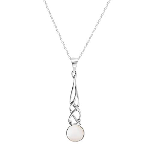 Collier celte argent 925 larme en nacre véritable et design ajouré chic