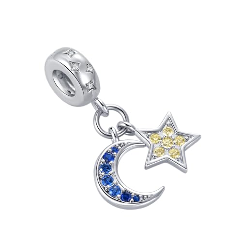 Image of Sparkling Lucky Star Charm Compatible Pandora Charm Bracelet Bead I Love You Gift for Women Pendant Jewelry