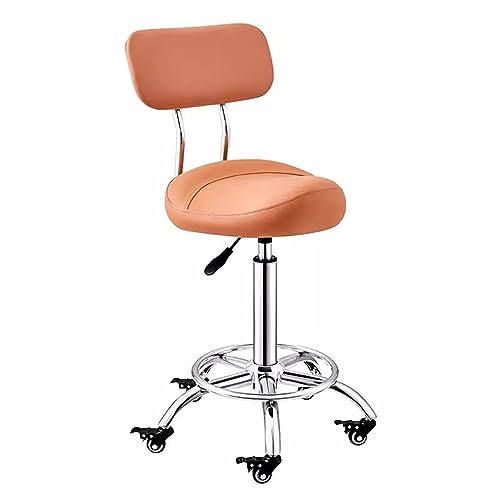 Taburete con altura ajustable, reposapiés ergonómico y soporte de espalda para uso en oficina y salón de belleza