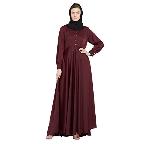 Image of Nabia Solid Premium Nida Fabric Lose fit Cuffed Sleeves Maxi Dress Abaya For Women