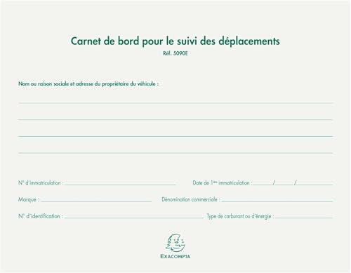 Exacompta - Ref.5090E - Pack mit 5 Fahrten-Trackern - 64 Seiten - ermöglicht das Aufzeichnen der Fahrer-Identität, Datum, Start- und Ankunftszeit - 148 x 190 mm -