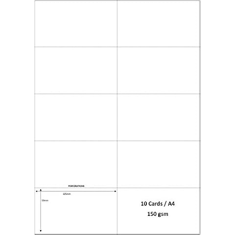 OfficeGear Business Record Cards 10-up (25 Sheets - 250 Pack) 59mm x 105mm Perforated Custom Printable 150gsm Cards Cover
