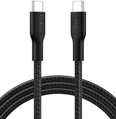 Belkin Eco Örgülü USB-C - USB-C Kablosu, 2 m, 240 W, Yumuşak, Esnek Hızlı Şarj Kablosu, iPhone 16, Galaxy S25, Pixel 9, MacBook, iPad Pro ve Daha Fazlası için Tip-C Şarj Kablosu - Siyah (USB 2.0) — Amazon ürün görseli