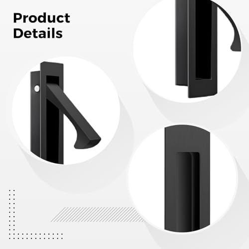 Herraje para puerta corrediza, tirador empotrado de acero inoxidable cepillado en negro, 3.15 x 0.87 pulgadas, diseño contemporáneo para puertas corredizas miniatura 6