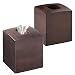 mDesign Square Bamboo Wood Facial Tissue Paper Box Cover Holder for Bathroom Vanity Counter Tops, Bedroom Dressers, Night Stands, Home Office Desks, Tables - 2 Pack - Espresso Brown