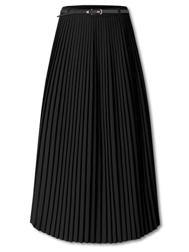 SANGTREE Women Long Pleated Skirt, High Waisted Stretchy Flowy Casual Outdoor Travel Accordion Weekend Skirt4