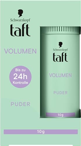 Schwarzkopf Taft Haarstyling Puder Volumen (10g), Volumen-Haarpuder für voller aussehendes Haar, für bis zu 50 Anwendungen, veganes, Styling-Puder