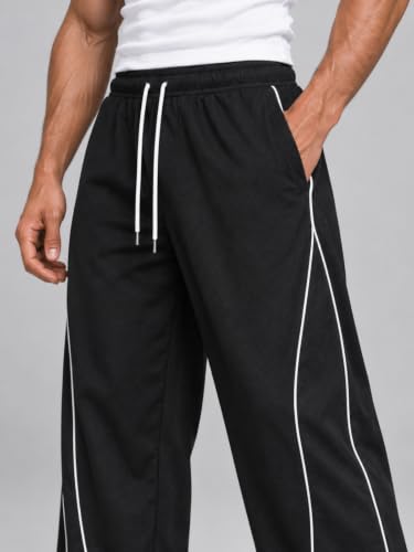 Image of GRECIILOOKS Mens Casual Trouser | Track Pant for Men | Wide Leg Men's Track with Elasticated Waistband | Man Baggy Fit Twill Pants | Relaxed Fit Casual Joggers for Streetwear & Everyday Outfit
