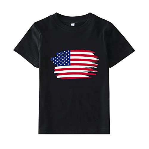 Saco De Ejercicio Niños pequeños Bebés Niñas Niños 4 de Julio Verano Manga Corta Día de la Independencia Camiseta Camiseta Bandera Americana Tops Saco Otoño Silla Paseo Universal