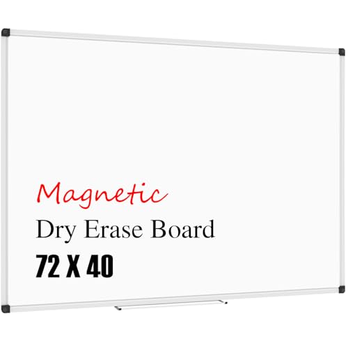 XBoard Magnetic Whiteboard 72 x 40 Inch, Large Dry Erase White Board for Wall with Marker Tray 6' x 3' | Aluminum Frame Message Presentation Board