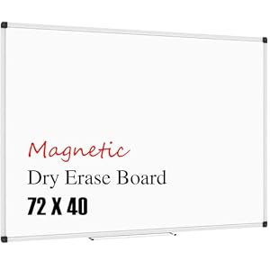 XBoard Magnetic Whiteboard 72 x 40 Inch, Large Dry Erase White Board for Wall with Marker Tray 6′ x 3′ | Aluminum Frame Message Presentation Board