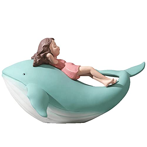 Sculpture de jardin nordique baleine fille pour embellir votre terrasse et vos massifs