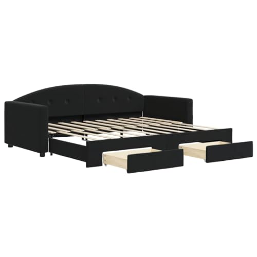 vidaXL Sofá Cama Nido con cajones Terciopelo Negro 90x190 cm