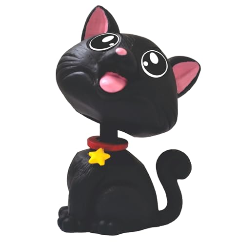 Image of AUGEN Cute Cat Black Bobblehead for Car Dashboard, Office Desk & Study Table (Pack of 1)