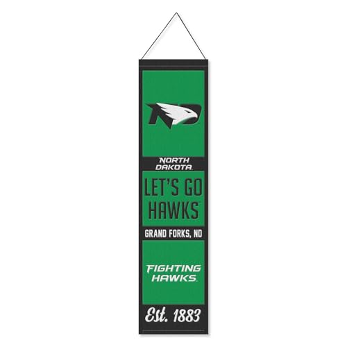 WinCraft University of North Dakota Fighting Hawks Evolution 8x32 Inch Vertical Wool Embroidered Hanging Banner