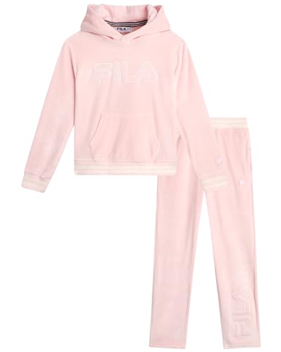 Recopilación de Conjuntos deportivos para Niña , listamos los 10 mejores. 43 Fila - Conjunto de sudadera de terciopelo suave a juego de 2 piezas para niñas (tamaños: 5-6X), Rosado, 6X