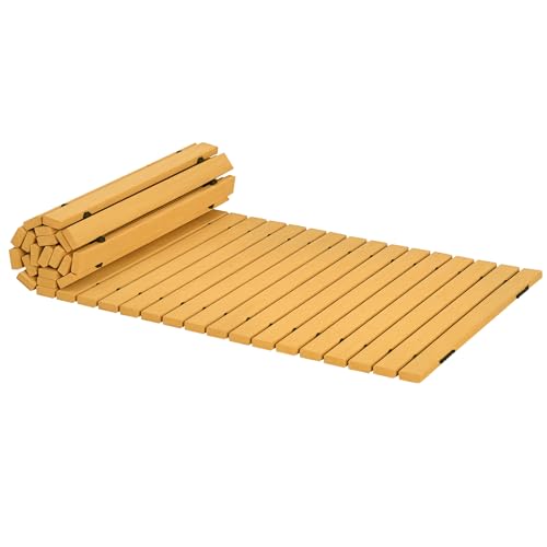 Outsunny Allée Chemin de Jardin en Lattes de Bois Enroulable - Bois Massif de pin 185 x 60 cm