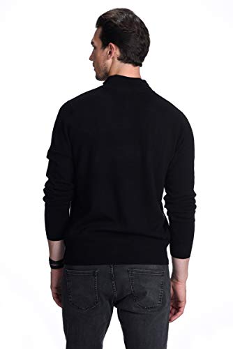 State Cashmere Half Zip Mock Neck Sweater - Long Sleeve Pullover For Men Made With 100% Pure Cashmere Sourced From Inner Mongolia Goats - Soft, Lightweight & Versatile - (Black, Medium) #TOP5