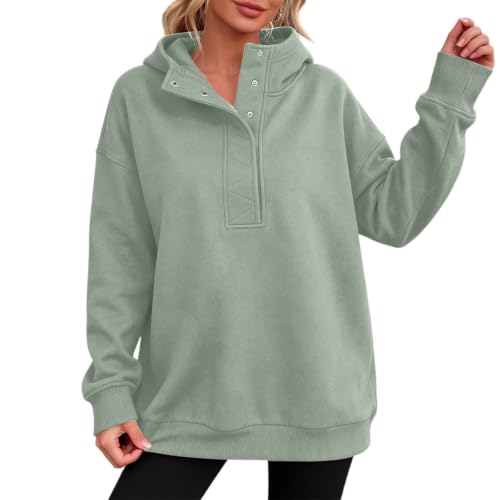 Oversized Sweatshirt for Women Henley Neck Pullover Tops Plain Casual Long Sleeve Fall Winter Fashion Clothes - image 1