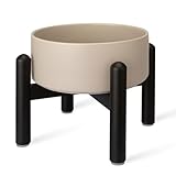 Futternapf Hund Erhöht Hundenapf Keramik - Fressnapf Hoch mit Edelstahlständer - Für Kleine und Mittelgroße Hunde - 15,5 cm Durchmesser - 850 ml - Grau