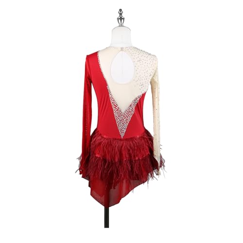 DIJITOO Vestido de patinação artística, costura elegante com strass cintilante, fantasia de competiç