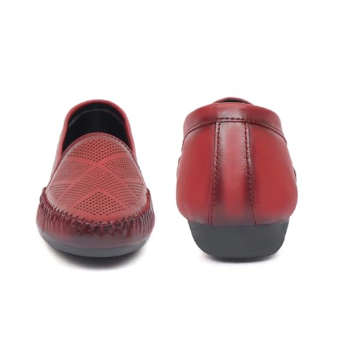 Image of Zoom Shoes Genuine Burnished Leather Brogue Bellies for Women and Girls ZVTR-01 | Ideal for Casual Events, Parties, and Ethnic Looks | Memory Cushioned Insole with Anti-Slip Sole