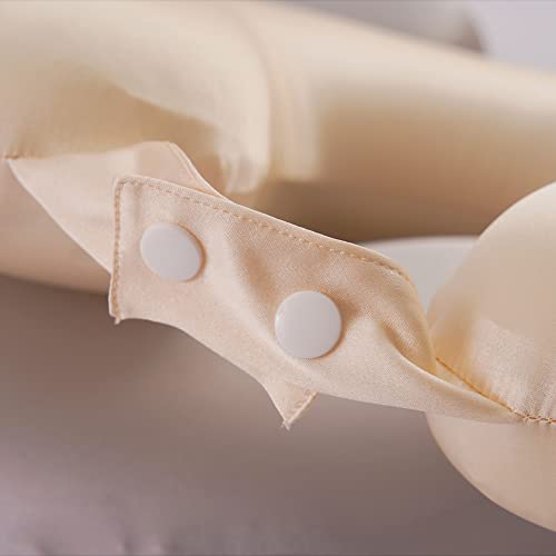 Roseward 100% Mulberry Silk Travel Neck Pillow Case Replacement Cover Only, Highest 6A Grade 22 Momme Silk Travel Neck Pillow Removable Cover, Hypoallergenic, Anti Wrinkle, Usa Made (Champagne) #TOP2