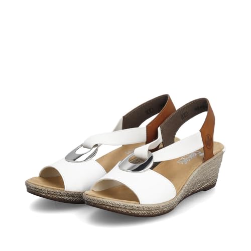 Image of Rieker 624H6 Fanni Women's Wedge Sandals - Lightweight, Comfortable and Supportive - Slip On Sandals with Cushioned Insole and High Wedge for Everyday Stylish Wear