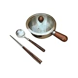 pistro Mini-Stielkasserolle aus Edelstahl mit Holzgriff, Induktionsgeeignet, Antihaft-Kochtopf, Butterwärmer, Mehrzweck, für Gasherd