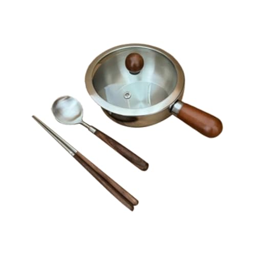 Mini cacerola de acero inoxidable con mango de madera, compatible con inducción, antiadherente, calentador de mantequilla, multiusos, ligero para cocina japonesa, barbacoa