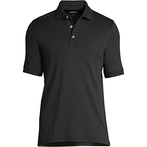Lands' End Mens Short Sleeve Supima Polo Black Regular Large #TOP4
