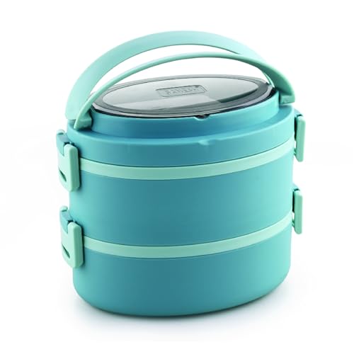 Image of Ganesh 2 Compartment Vega Insulated Food Container with Attractive Spoon - Airtight Leak-Proof Lunch Box for Office, School, Picnic 800ml - Green