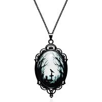 Gothic Necklace as Goth Accessories for Halloween Costume Jewelry for Women, Gothic Jewelry Witch Necklace as Black Choker Goth Gifts, Raven Vampire Pendant as Punk Grunge Accessories Halloween Gifts