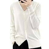 [プレココ] Vネック カーディガン UVカット 薄手 春 春夏 夏 トップス おしゃれ 長袖 夏用カーディガン 冷感カーデ 綿 麻 レディース ホワイト XL