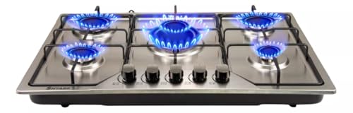 Opiniones y reviews de Parrillas Empotradas del mes. 46 Parrilla a Gas 5 Quemadores Estufa Vidrio Templado Empotrable | Hierro Fundido, Encendido Eléctrico, Perillas Metalicas | Incluye Accesorios | Gas LP y Gas Natural | Acero...