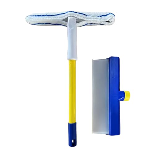Rasqueta de silicona con bandeja de – Herramienta de limpieza para ventanas, espejos y parabrisas, mango antideslizante y hoja flexible | para baño, cocina y hogar