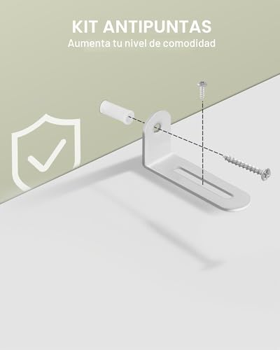 Miniatura 7 de Hzuaneri Aparador De Cocina Con 2 Puertas 1 Cajón, Armario Almacenaje, Estantes Regulables, 40 X 75 X 181 Cm, Armario De Madera De Suelo Para Salón, Cocina, Comedor, Blanco Pt18103xeu