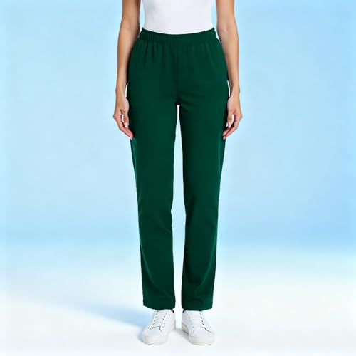 Image of Scrub Pants for Women Drawstring Waist with Straight Leg High Waisted Solid Color Soft Breathable Pants with Pockets