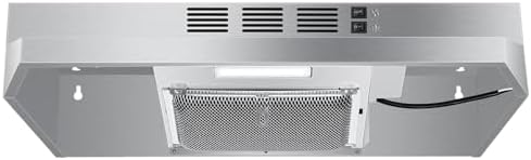 SNDOAS Under Cabinet Range Hood 24 inch,Ductless Range Hood Convertible Ducted, Kitchen Hood 24 inch,Stainless Range Hood with 2-speed Fan,Rocker Switch,Hard-wired Hood Vents for Kitchen