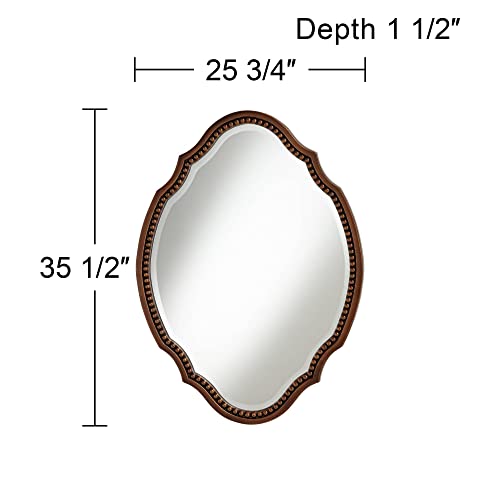 Noble Park Arabela Oval Cut Vanity Decorative Wall Mirror Rustic Vintage Rich Bronze Beaded Frame Beveled Glass 25 3/4" Wide Decor For Bathroom Bedroom Living Room Home Office Entryway #TOP3