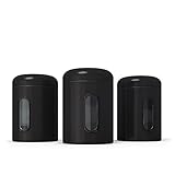 stardis Vorratsdosen 3er Set 1,9 L mit Deckel & Sichtfenster für Lebensmittel, stabiler Vorratsbehälter, Metalldosen für Kaffee, Tee, Cerealien, Kaffeedose, Anti-fingerprint-Beschichtung schwarz