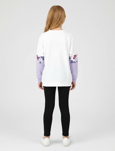 Image of PATPAT Girls 2 Piece Outfits Size 12-13 Years, Purple Butterfly Color Block Sweatshirts and Leggings Clothing Sets Sweatsuit Fall Outfits Joggers Lounge Set Tracksuit Preppy Clothes for Girls