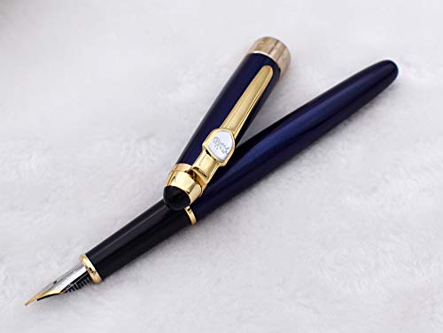 Jinhao Fountain Pen Fine Nib Blue Swivel With Ink Refill Converter And Pouch Sleeve Set #TOP6