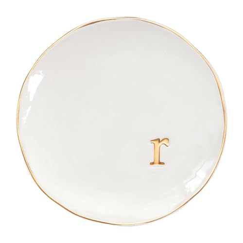 COLLECTIVE HOME - Ceramic Jewelry Tray, Decorative Trinket Dish for Rings Earrings Necklaces Bracelet Watch Keys, Birthday Mother's Day Christmas Gift for Women, 4.75", Glossy (r)