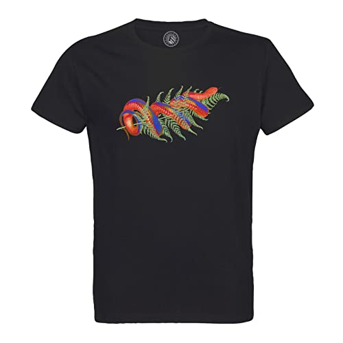 T-shirt homme col rond coton bio fougère serpent botanique vintage