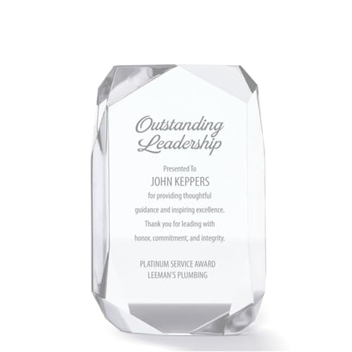 Baudville Engraved Gem Cut Acrylic Trophy - Medium - Award