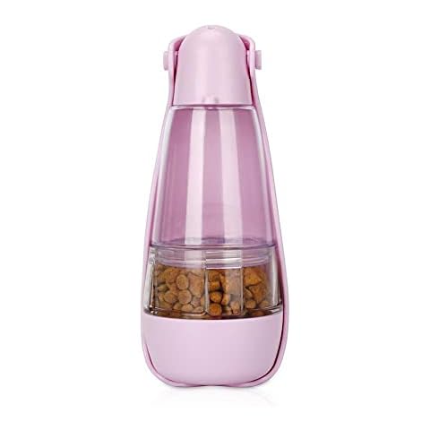LIRANK Dog Water Bottle Portable Foldable Dog Water Dispenser, Treats Cup & Waste Bags with Hook Up Leak Proof for Hiking & Outdoors Walking and Travel (Pink) Cover